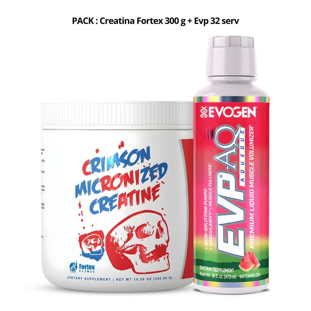 CREATINA CRIMSON MICRONIZED 300 G + EVP-AQ EVOGEN GLICEROL LIQUIDO 473ML - WATERMELON - 1