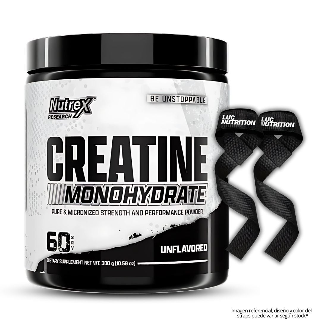 CREATINA NUTREX RESEARCH 300 G - CREATINA MONOHIDRATADA + STRAPS - 1