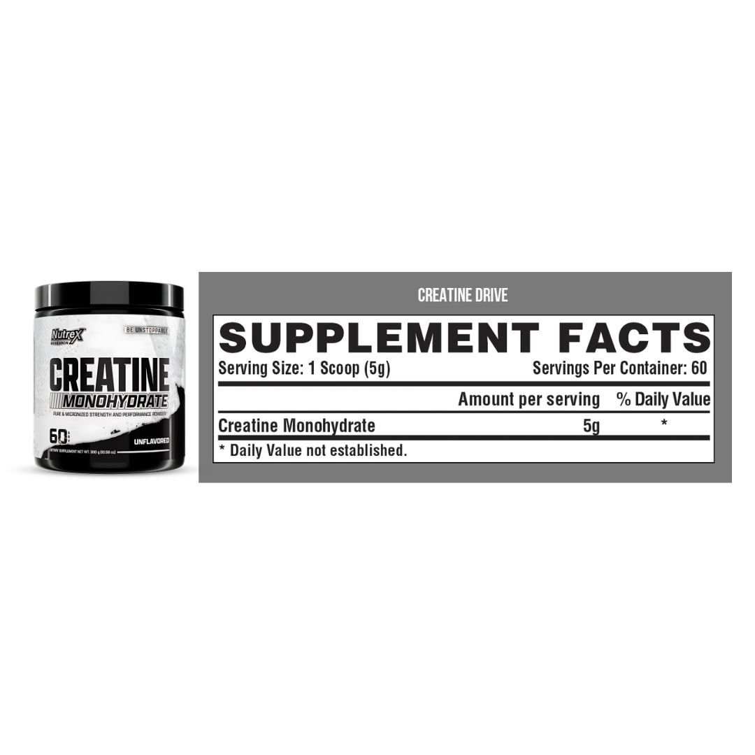 CREATINA NUTREX RESEARCH 300 G - CREATINA MONOHIDRATADA + STRAPS - 2