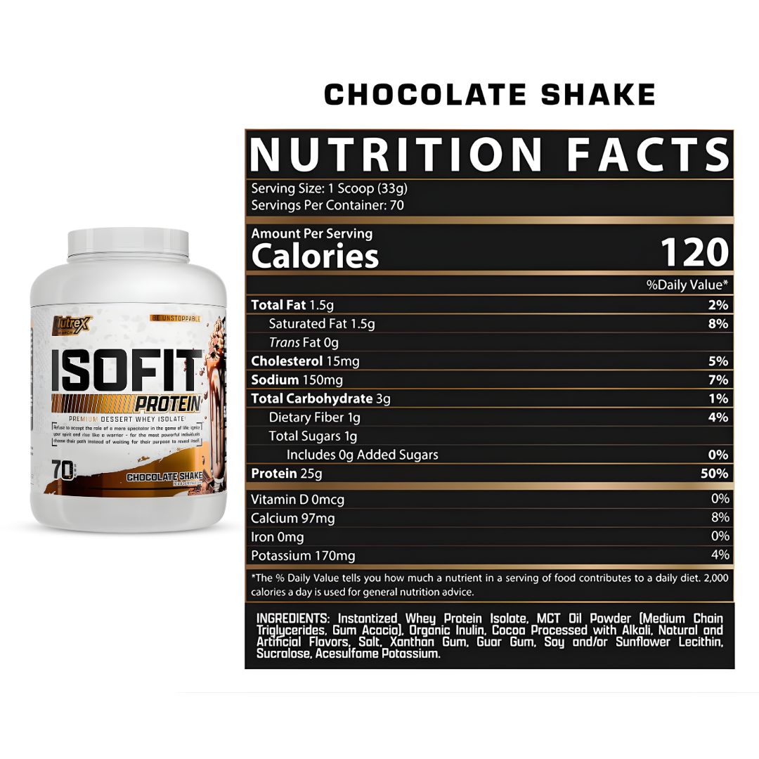 PROTEINA ISOLATADA ISOFIT NUTREX RESEARCH 5 LB - CHOCOLATE SHAKE - 2