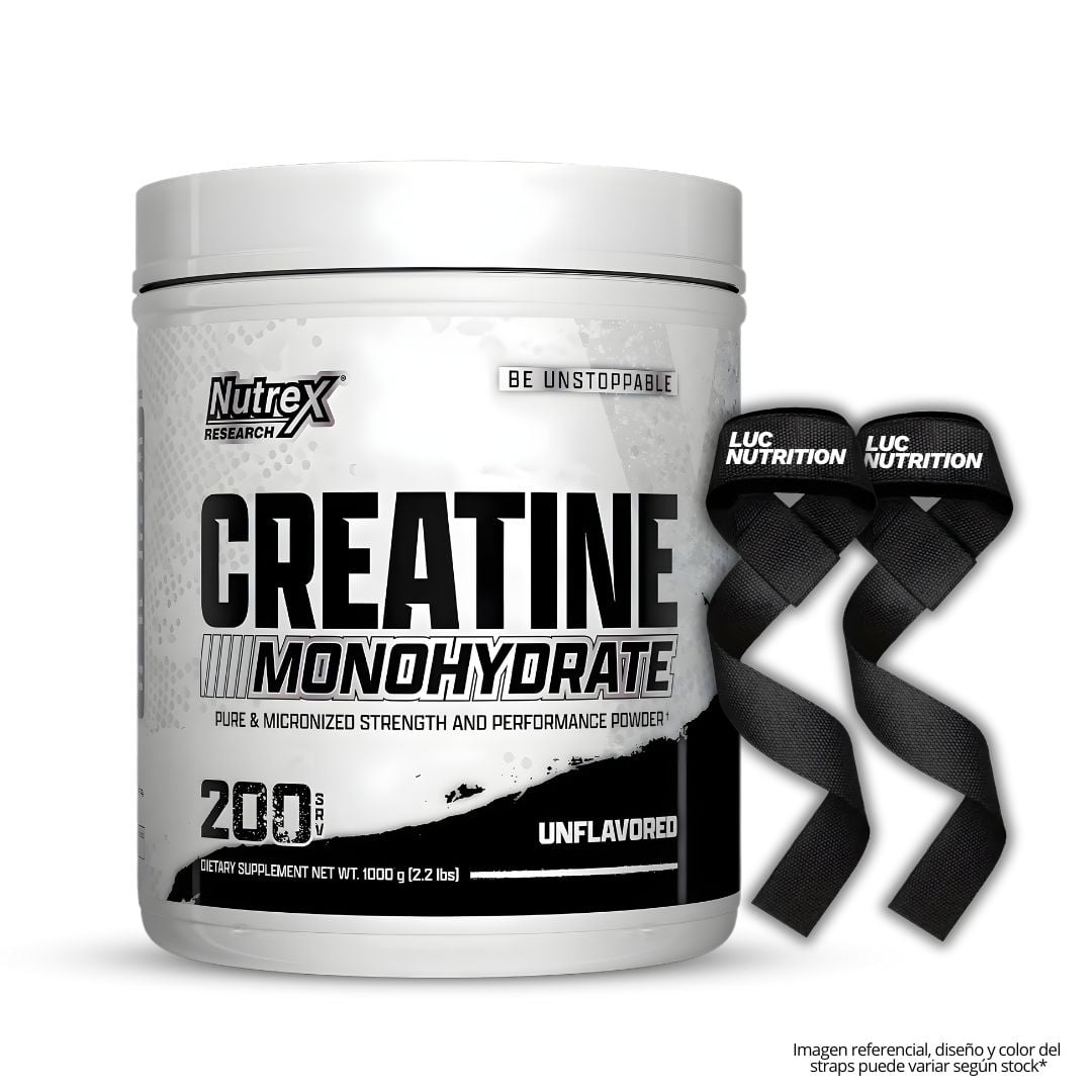 CREATINA NUTREX RESEARCH 1 KG - CREATINA MONOHIDRATADA + STRAPS - 1