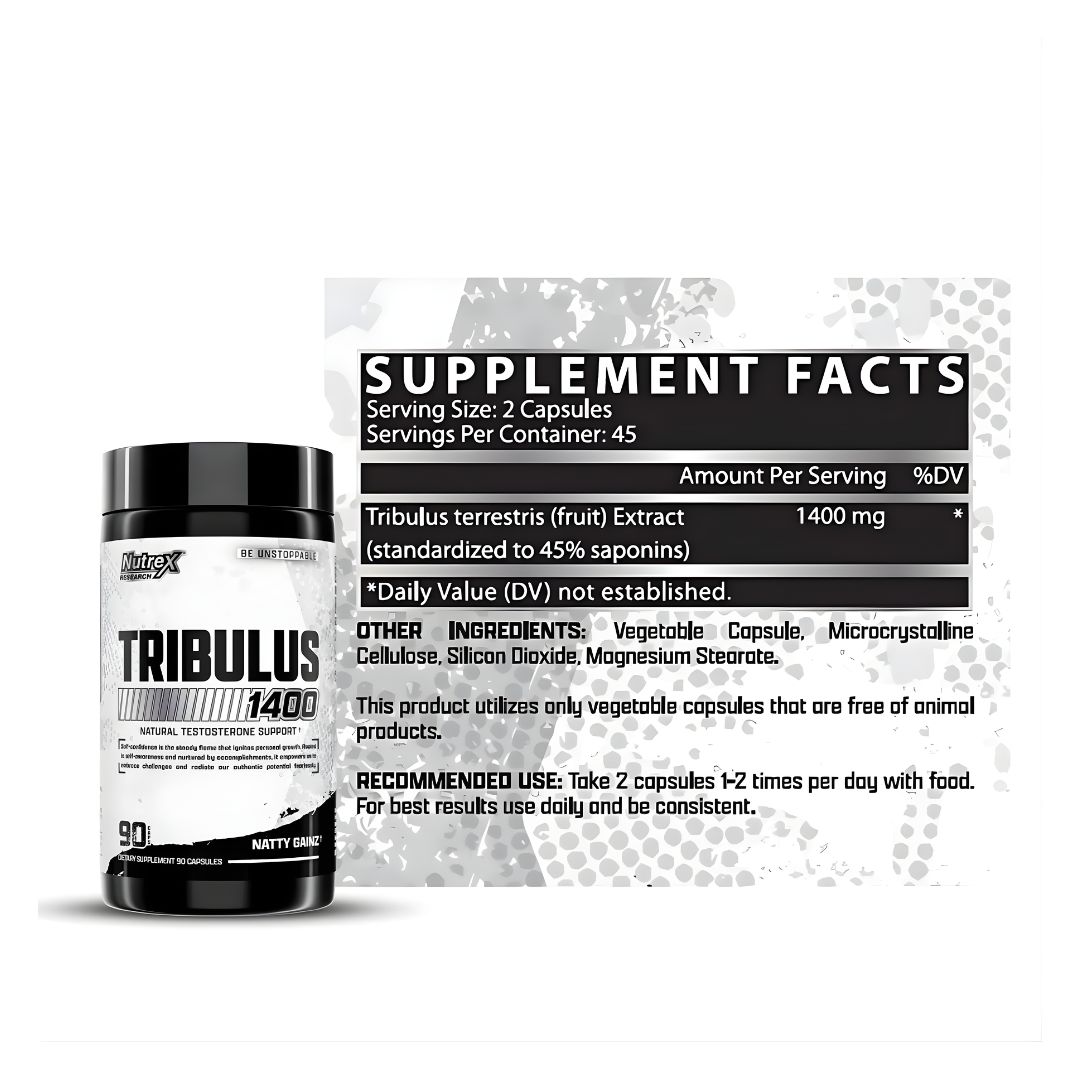 TRIBULUS 1400 MG - 90 CAPSULAS NUTREX RESEARCH + STRAPS - 2