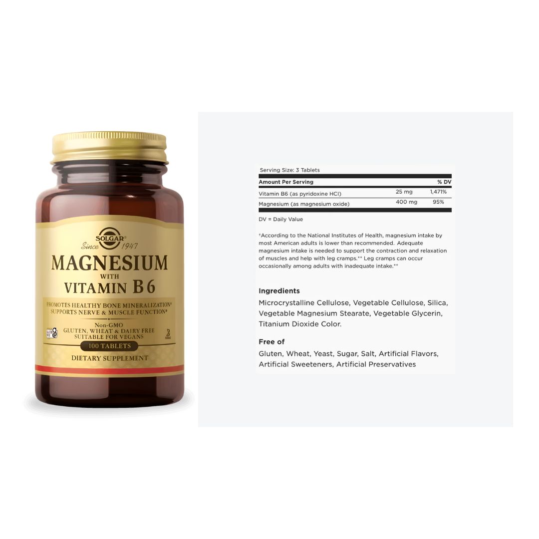 MAGNESIO CON VITAMINA B6 SOLGAR - 100 CÁPSULAS - 2