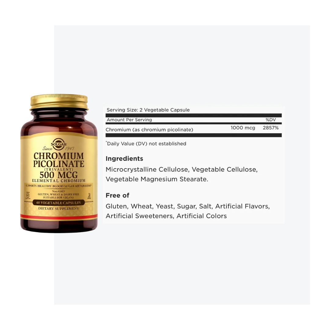 CHROMIUM PICOLINATE 500 MCG / PICOLINATO DE CROMO SOLGAR 500 MCG - 60 CÁPSULAS - 2