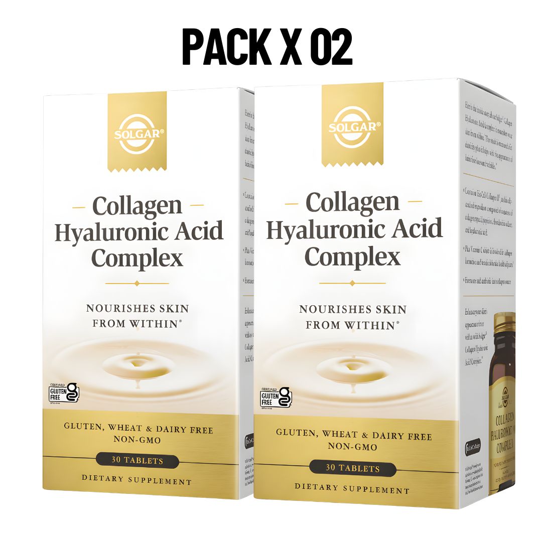 PACK X 02 - COLLAGEN HYALURONIC ACID COMPLEX SOLGAR / COLAGENO CON ACIDO HIALURONICO SOLGAR - 30 TAB - 1