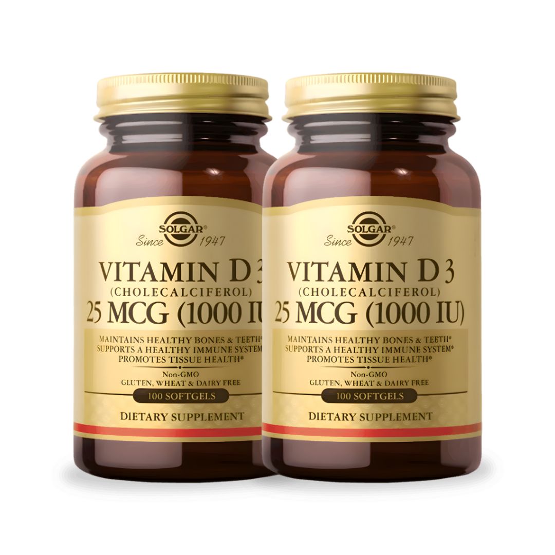 PACK X 02 - VITAMINA D3 SOLGAR - 25 MCG (1000IU) 100 CÁPSULAS - 1