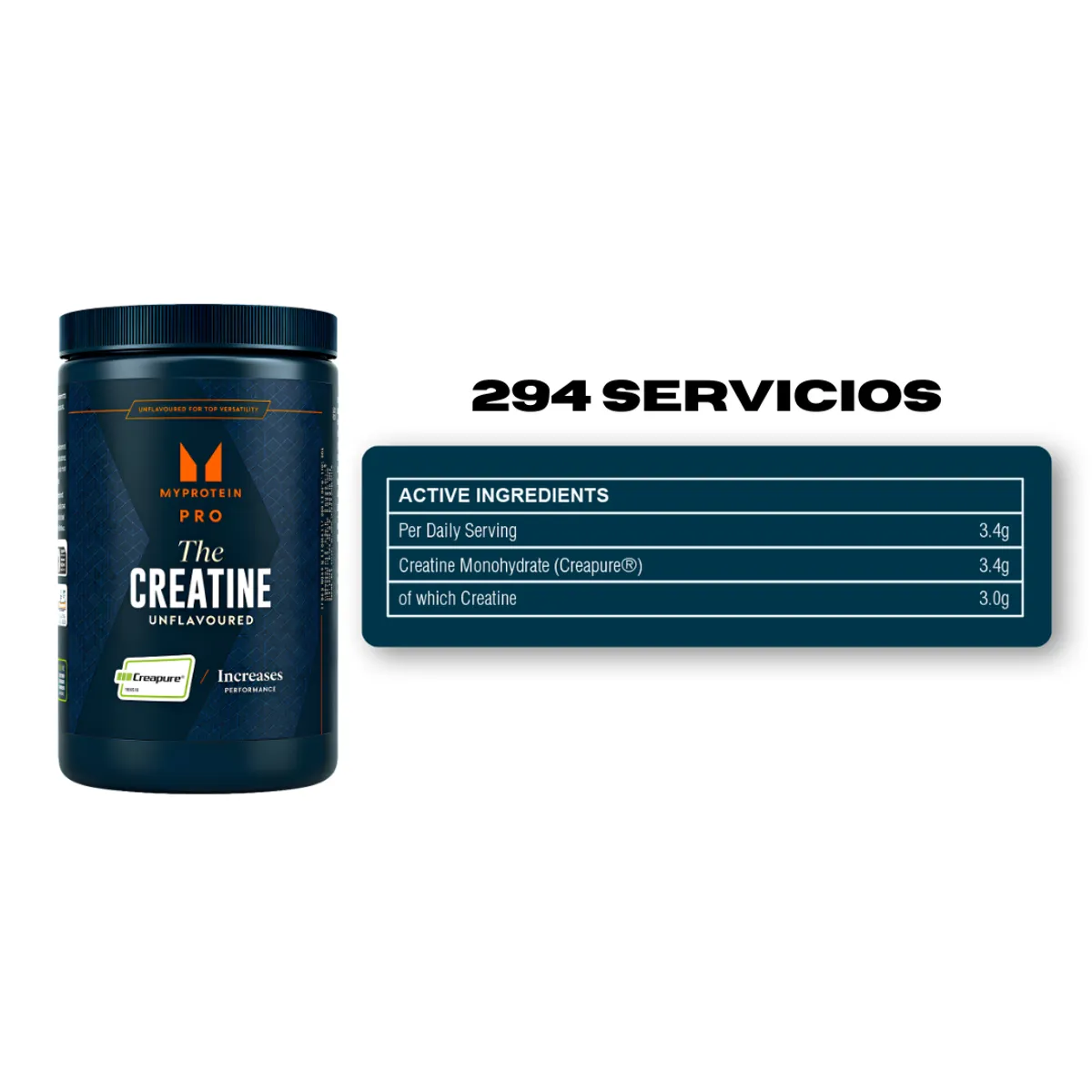 CREAPURE MYPROTEIN 1 KG - CREATINA MONOHIDRATADA + STRAPS - 2