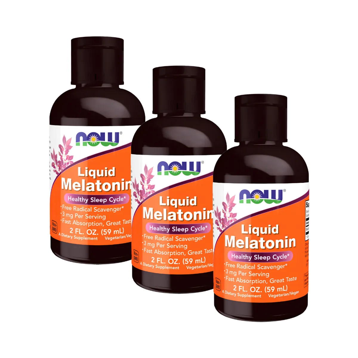 PACK X 03 - MELATONINA LIQUIDA 3 MG - NOW - 1