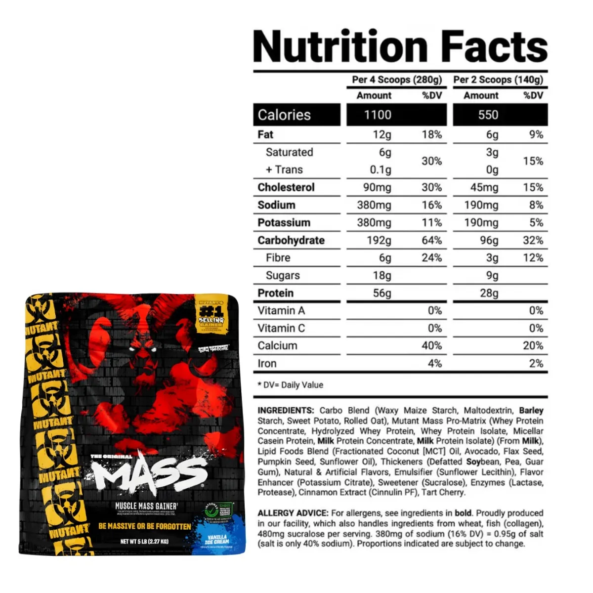 PROTEINA MUTANT MASS 5 LB - VAINILLA ICE CREAM + PRE-ENTRENO MADNESS 30 SERVICIOS - PEACH MANGO - 2