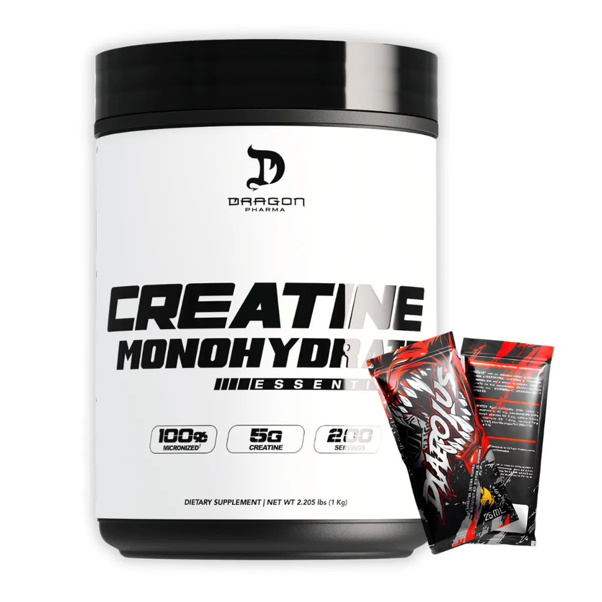 CREATINA DRAGON PHARMA 1 KG - CREATINA MONOHIDRATADA Y MICRONIZADA + 2 SACHET DIABOLUS - 1