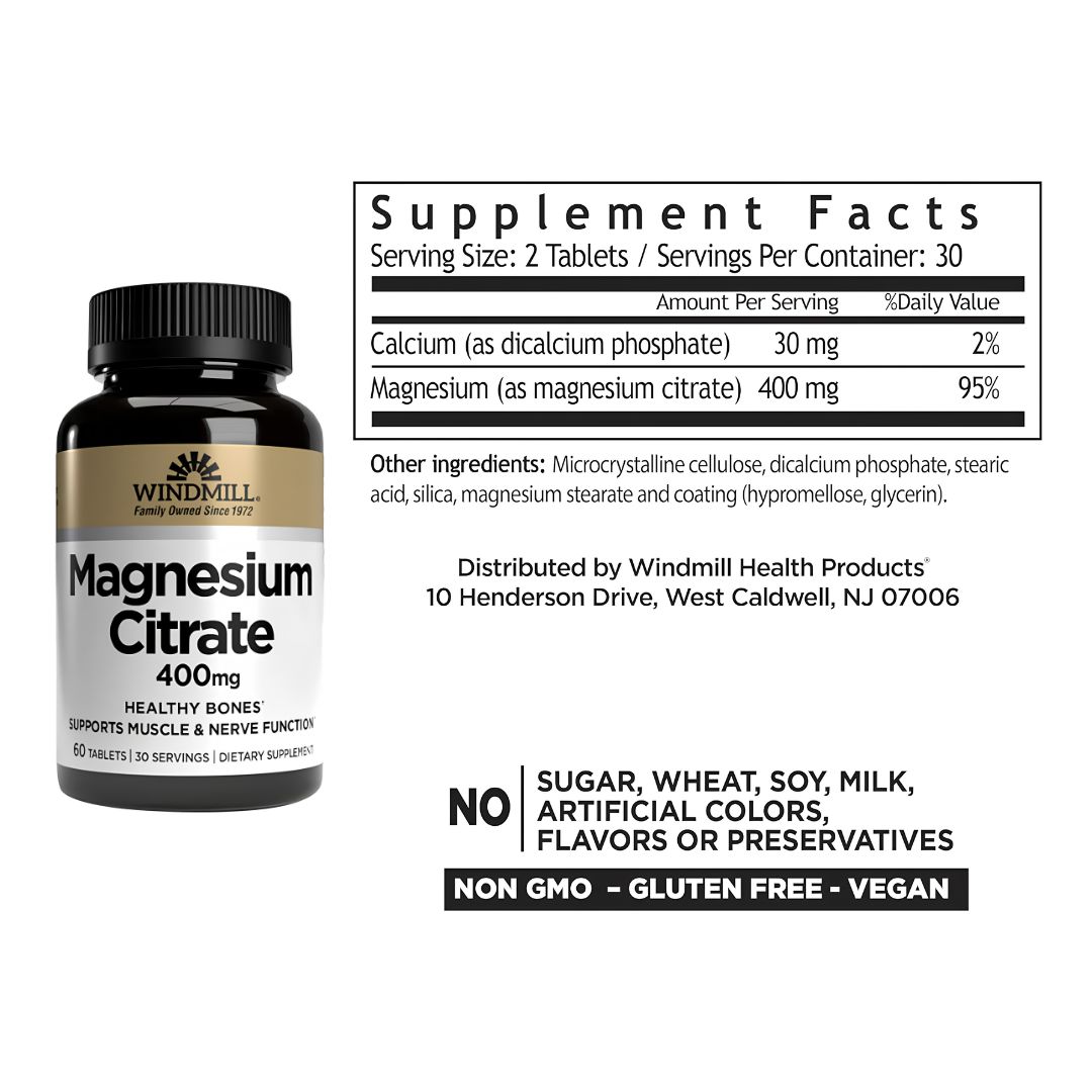 PACK X 02 - CITRATO MAGNESIO WINDMILL 400 MG - 60 TABLETAS - 3