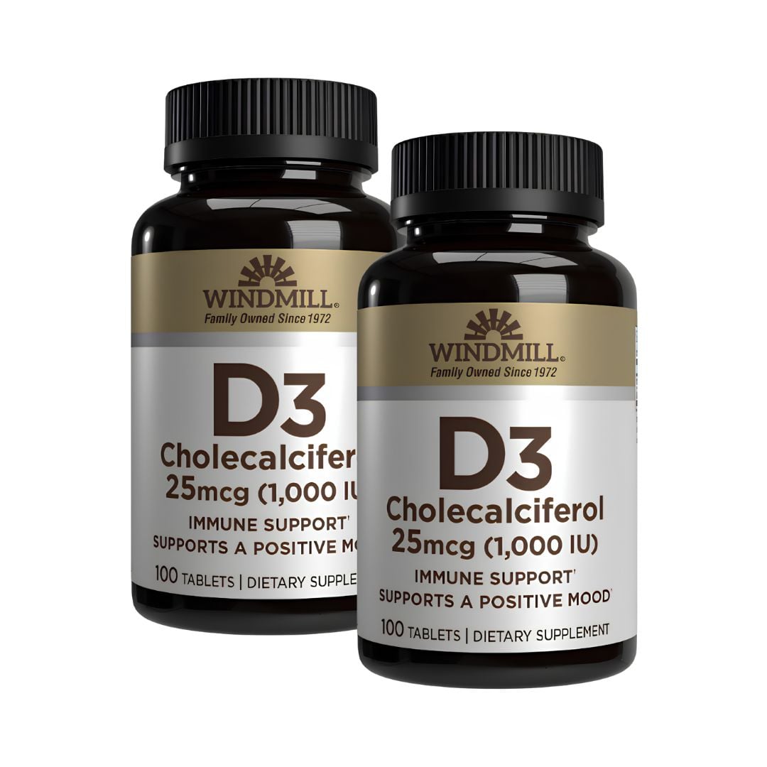PACK X 02 - VITAMINA D3 WINDMILL 25 MCG (1000IU) - 100 TABLETAS - 1