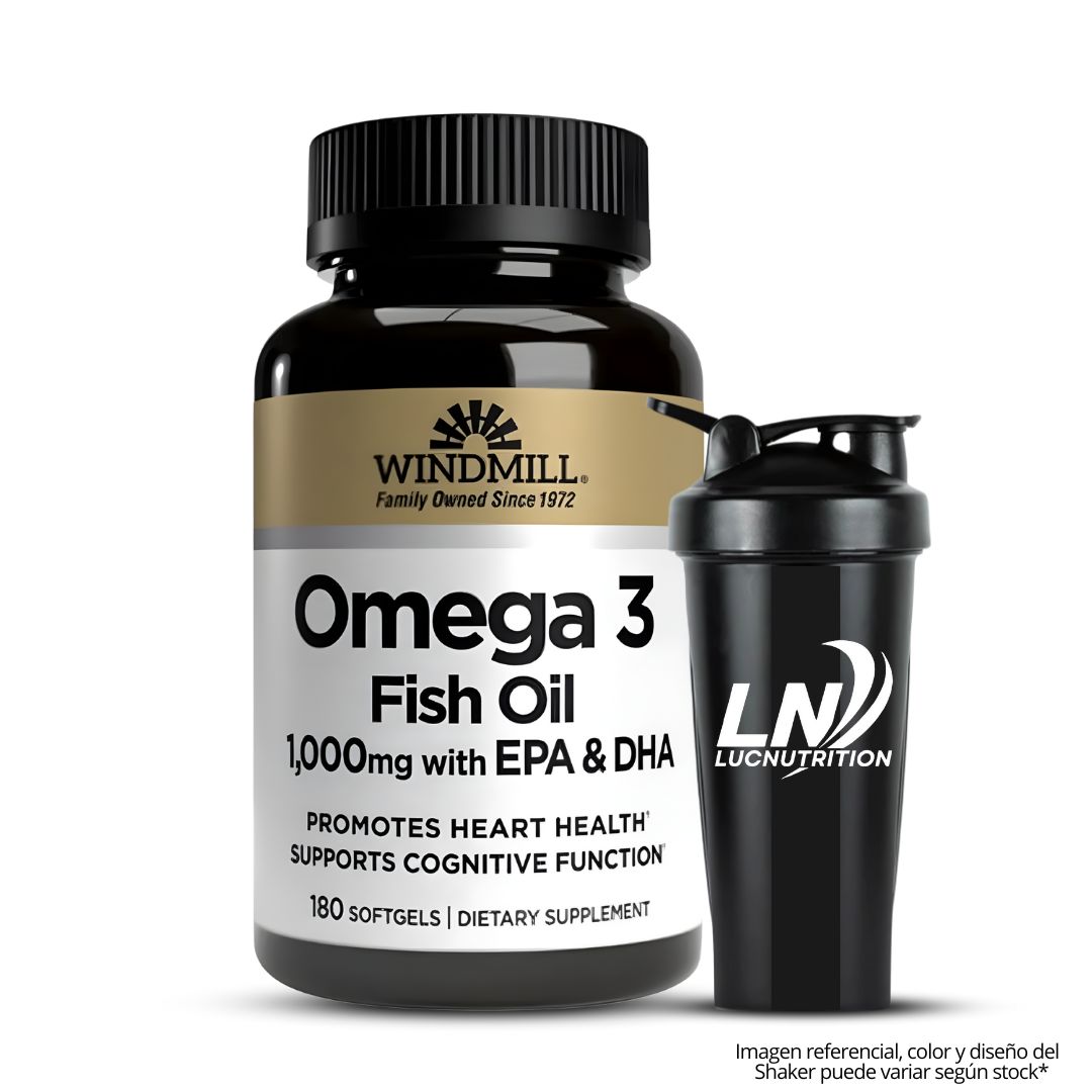 OMEGA 3 WINDMILL - FISH OIL 1000 MG WINDMILL / 180 CÁPSULAS + SHAKER - 1