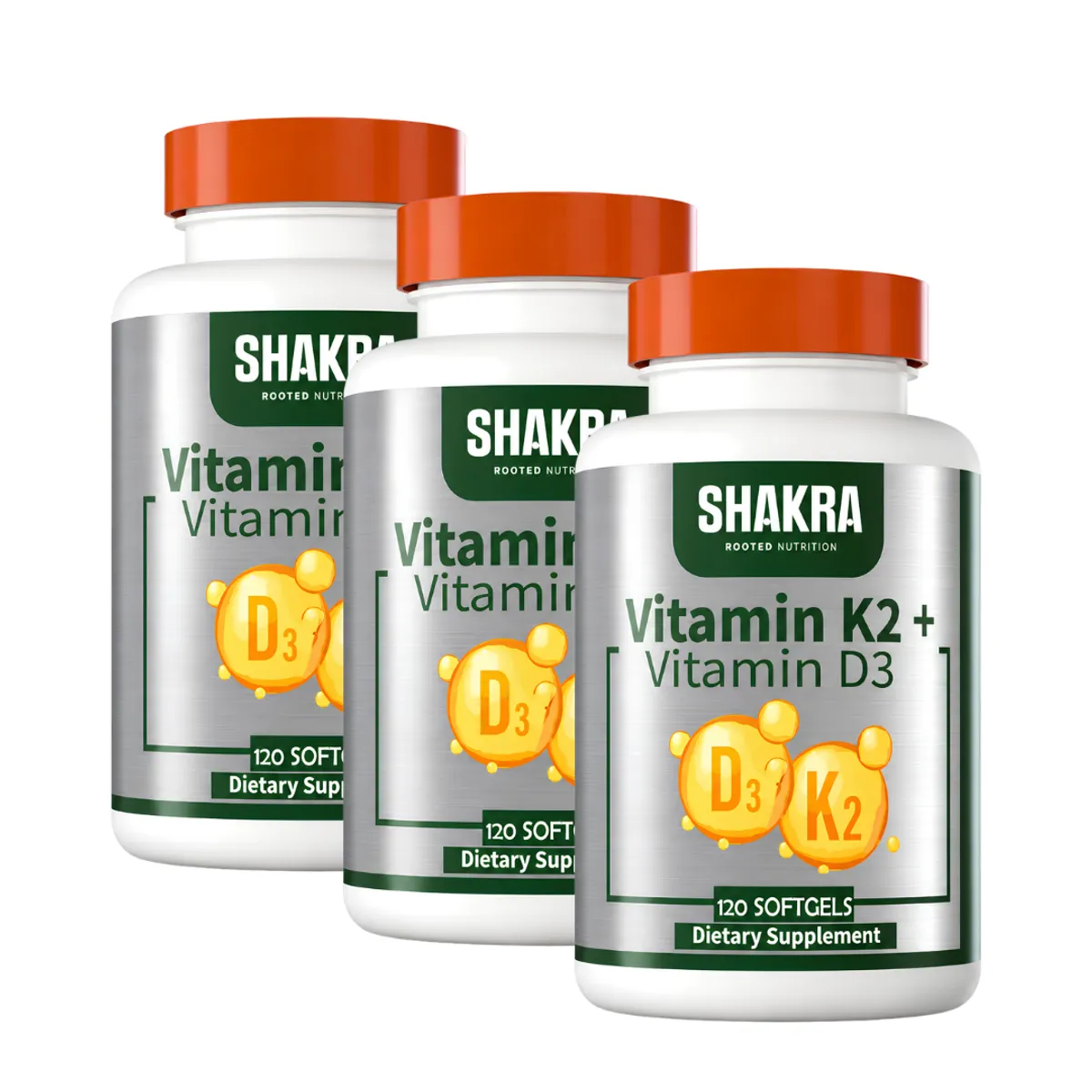 PACK X 03 - VITAMINA K2 + D3 SHAKRA - 120 CAPSULAS - 1