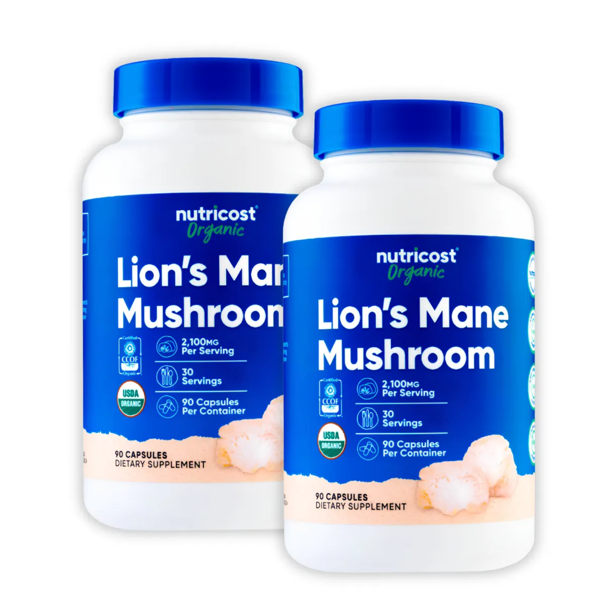PACK X 02 - LION'S MANE MUSHROOM NUTRICOST 2100MG - MELENA DE LEON 90 CAPSULAS - 1