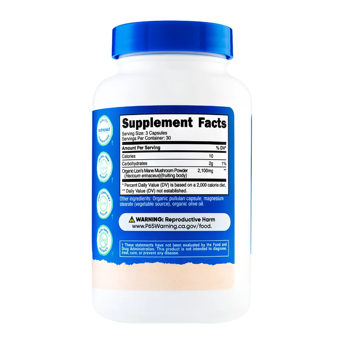 PACK X 02 - LION'S MANE MUSHROOM NUTRICOST 2100MG - MELENA DE LEON 90 CAPSULAS - 2
