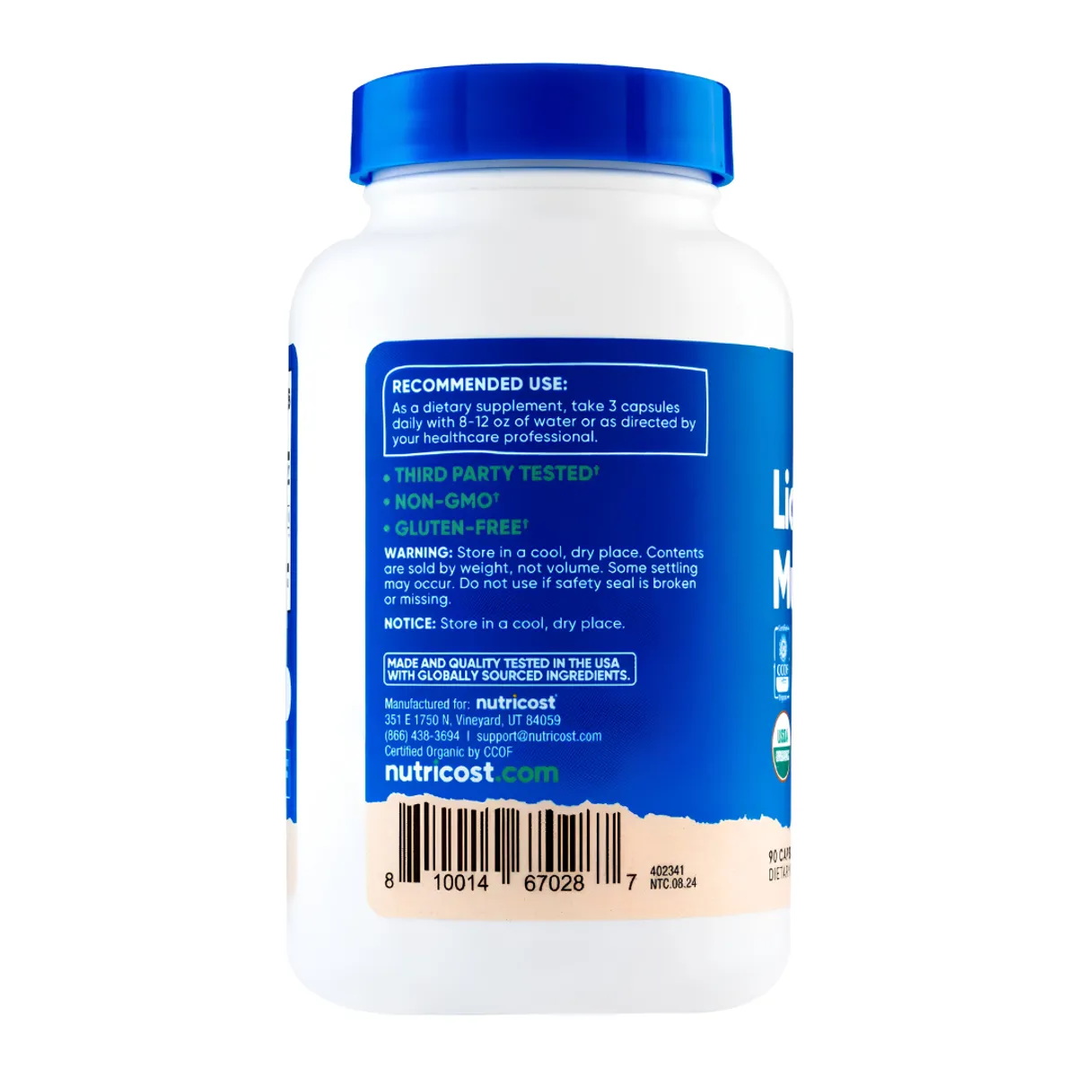 PACK X 02 - LION'S MANE MUSHROOM NUTRICOST 2100MG - MELENA DE LEON 90 CAPSULAS - 3