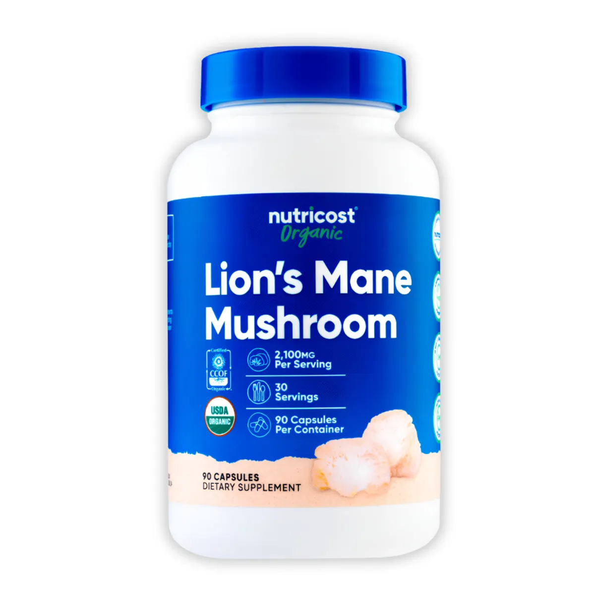 LION'S MANE MUSHROOM NUTRICOST 2100MG - MELENA DE LEON 90 CAPSULAS - 1