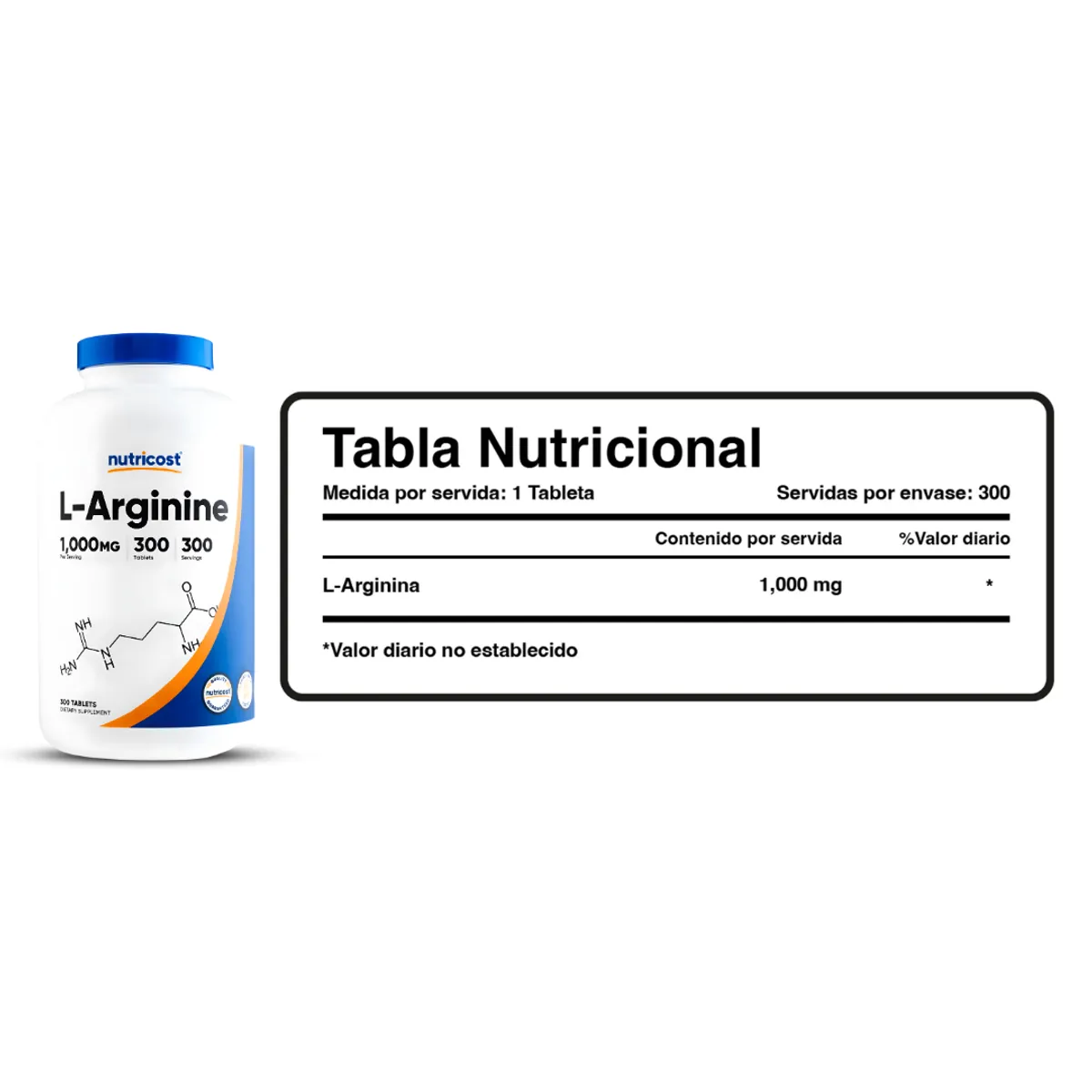 PACK X 02 L-ARGININA NUTRICOST 1000 MG - 300 TABLETAS - 2