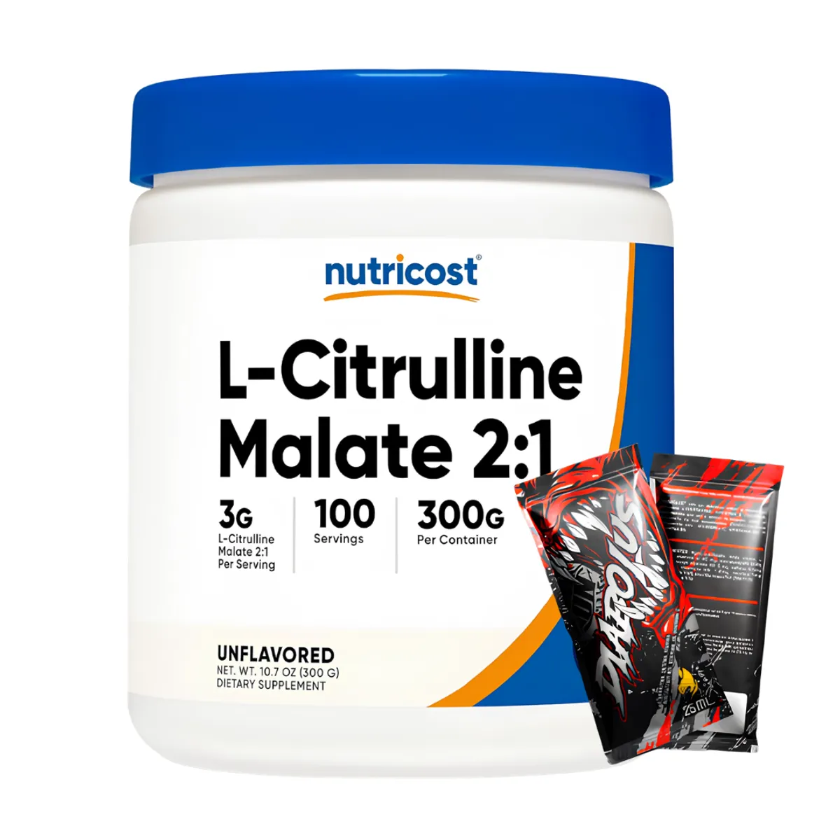 L-CITRULINA MALATO NUTRICOST 2:1 - 300 GRAMOS + 2 SACHET DIABOLUS - 1