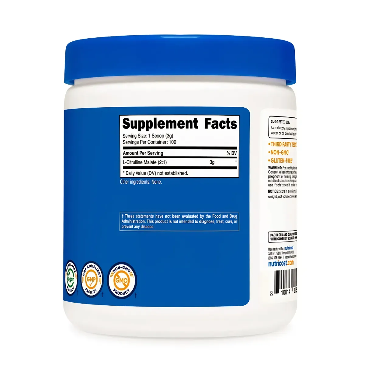 PACK X 02 L-CITRULINA MALATO NUTRICOST 2:1 - 300 GRAMOS - 2