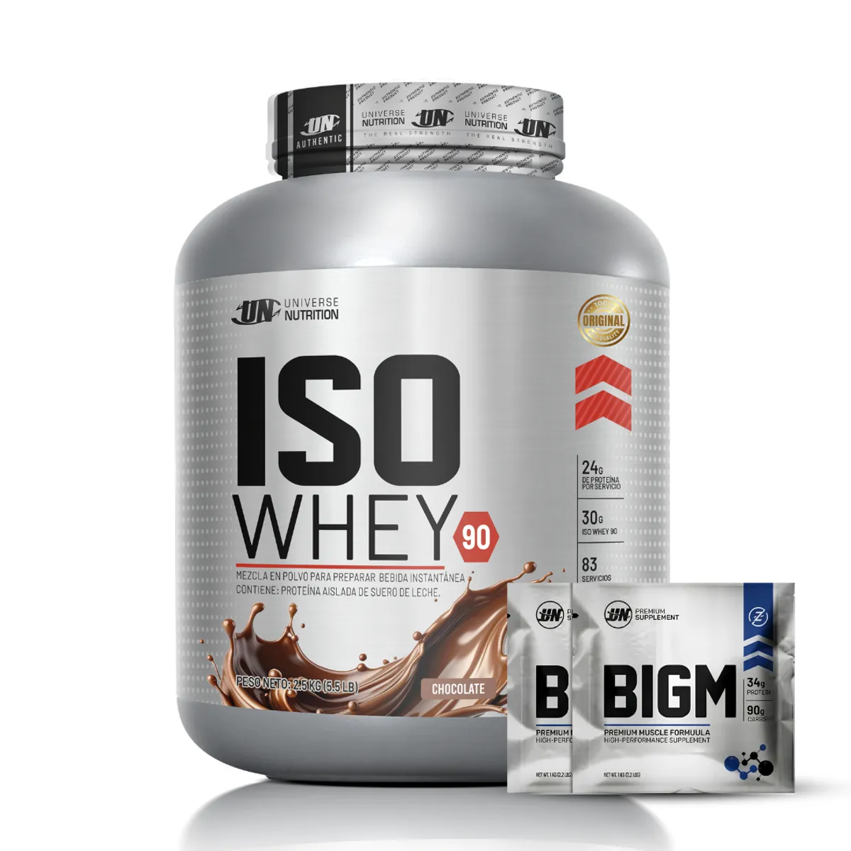PROTEINA ISOLATADA ISO WHEY 90 2.5 KG - CHOCOLATE + 2 SACHET BIGM - 1