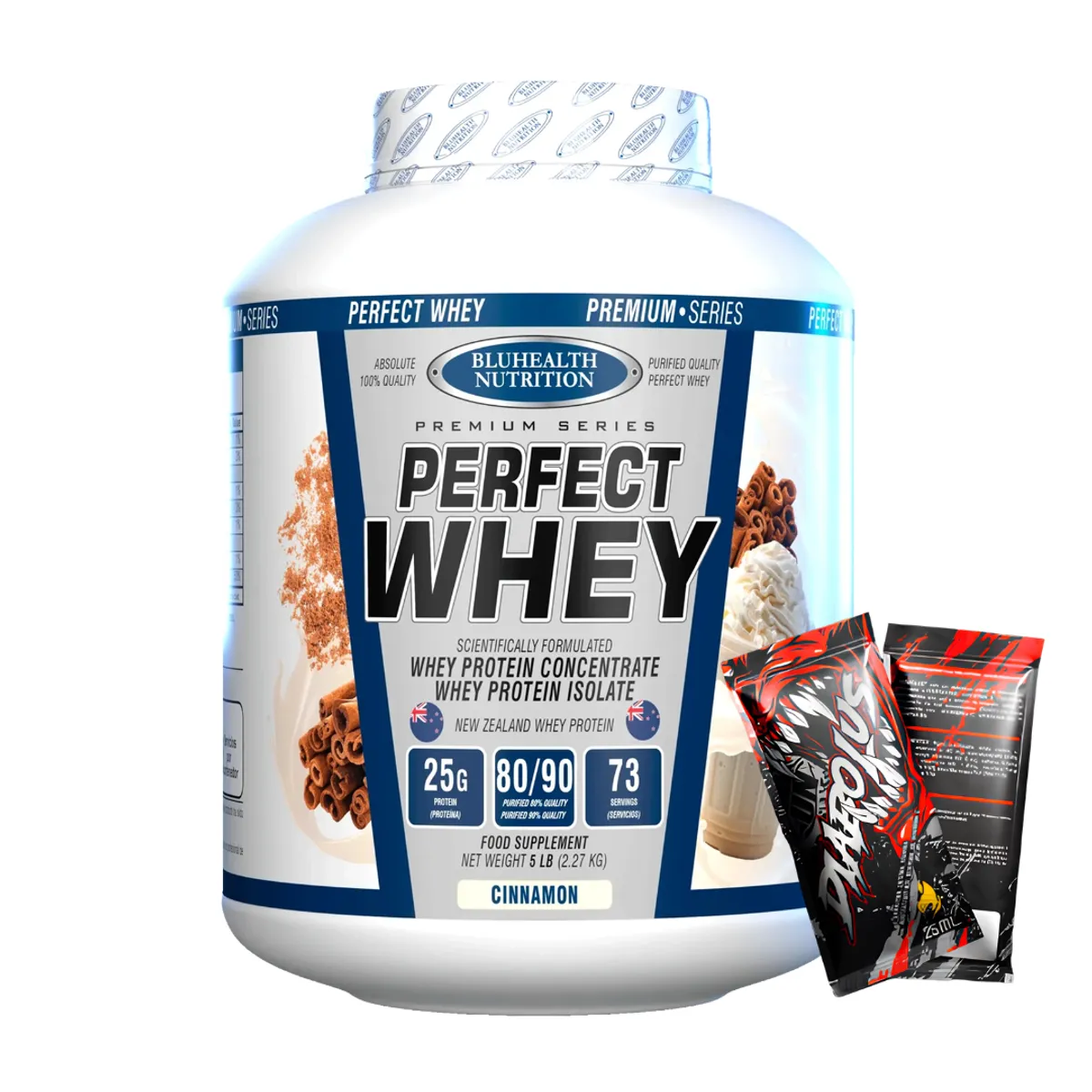 PROTEINA PERFECT WHEY 5 LB BLUHEALTH NUTRITION - CANELA + 2 SACHET DIABOLUS - 1