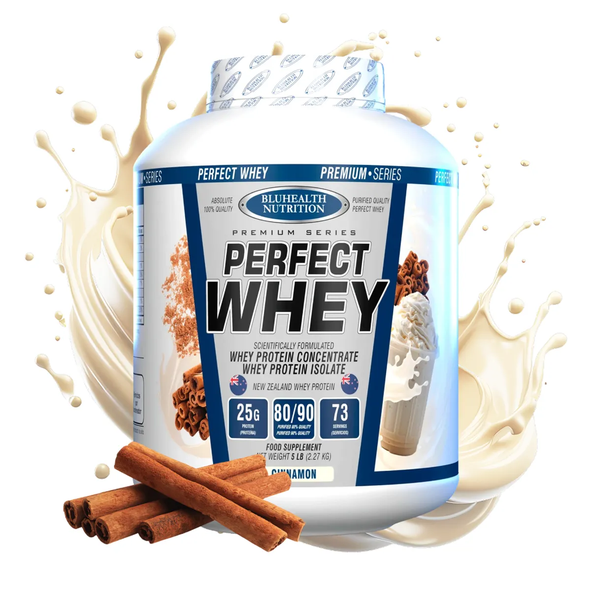 PROTEINA PERFECT WHEY 5 LB BLUHEALTH NUTRITION - CANELA - 1