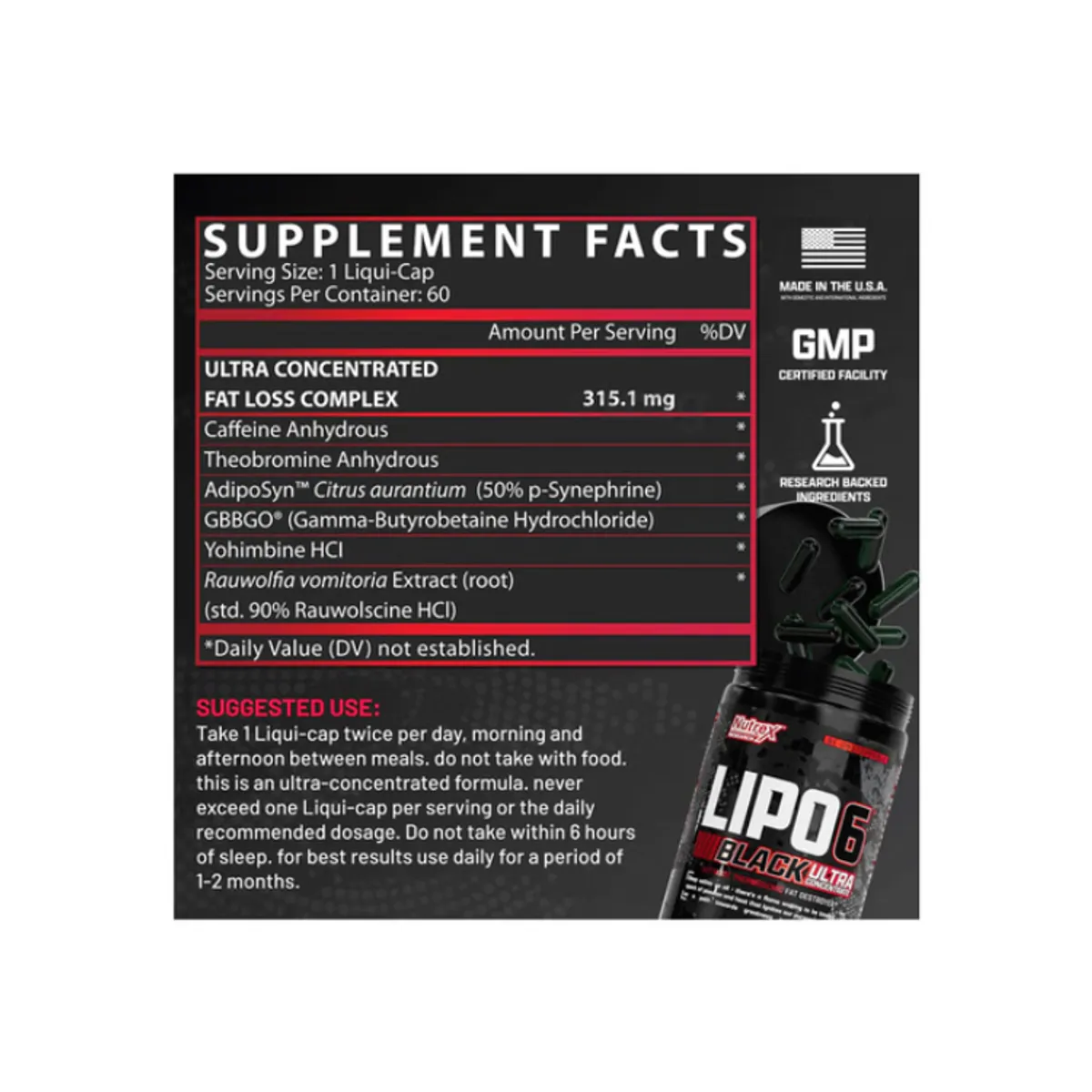 PACK X 03 - LIPO 6 BLACK ULTRA CONCENTRATE - 60 CAPSULAS - 2