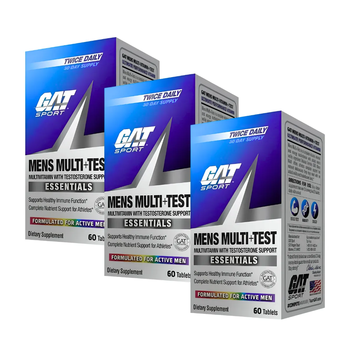 PACK X 03 - MULTIVITAMINICO MENS MULTI TEST GAT SPORT - 60 TABLETAS - 1