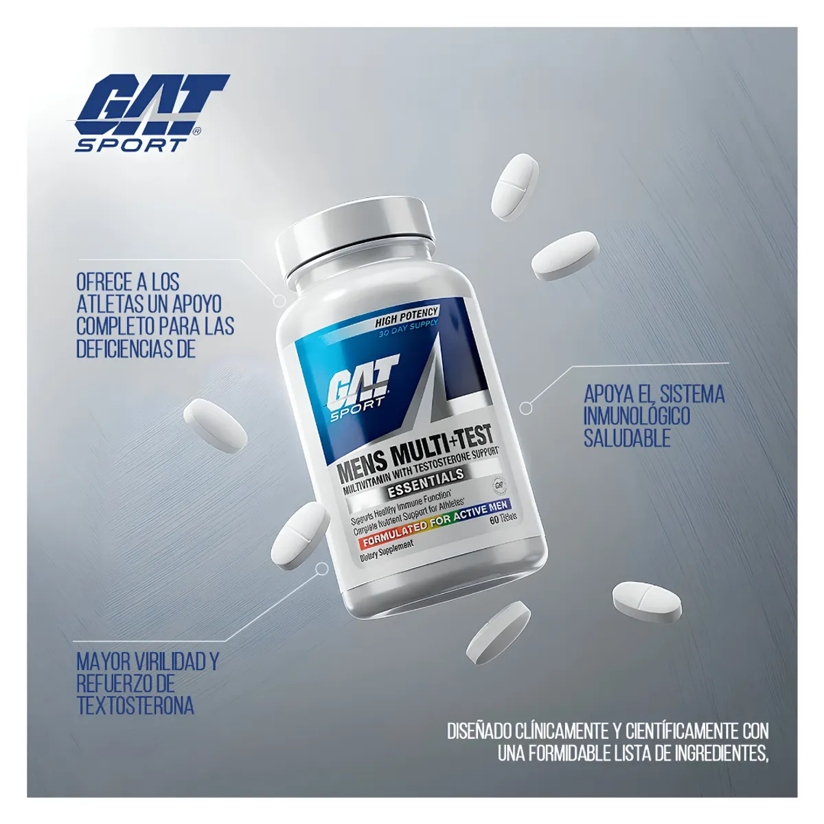 MULTIVITAMINICO MENS MULTI TEST GAT SPORT - 60 TABLETAS + 2 SACHET DIABOLUS - 3