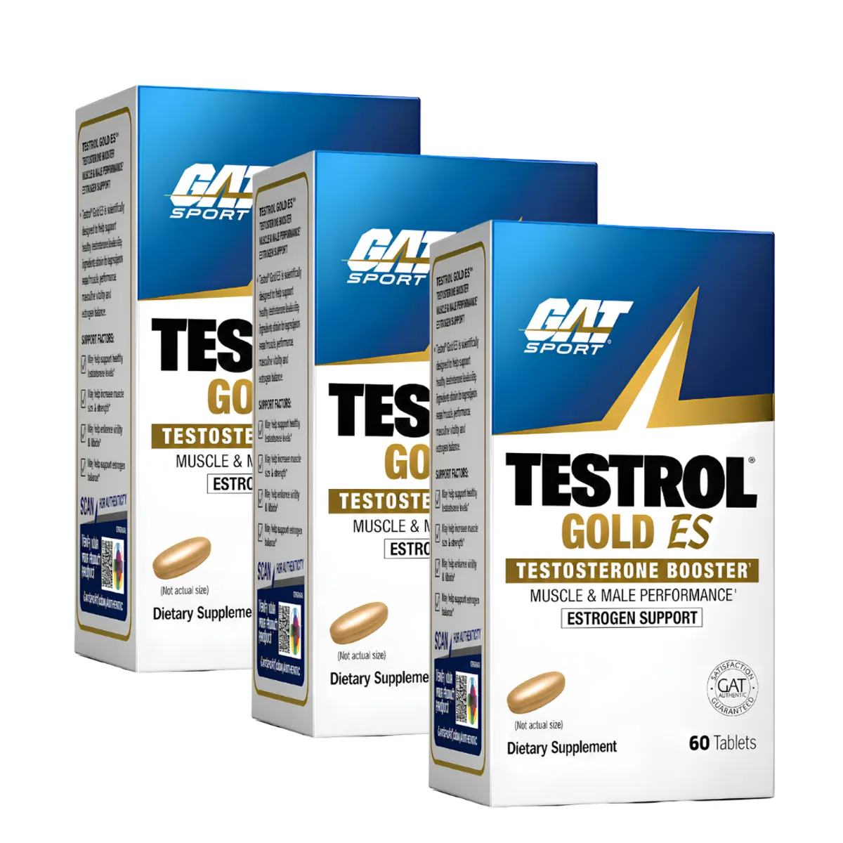 PACK X 03 - TESTROL GOLD 60 TABLETAS BOOSTER T - GAT SPORT - 1