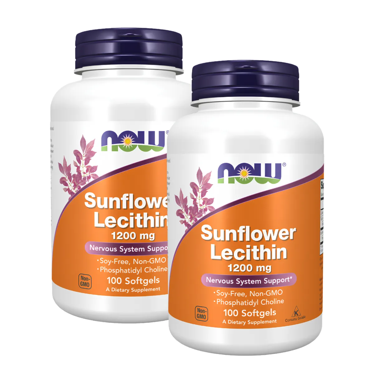 PACK X 02 - SUNFLOWER LECITHIN NOW LECITINA DE GIRASOL 12000 MG - 100 CAPSULAS - 1