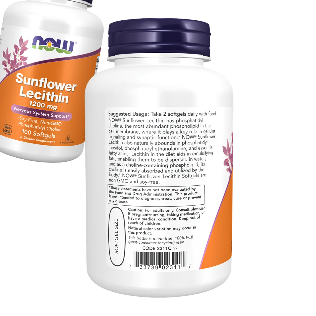 PACK X 02 - SUNFLOWER LECITHIN NOW LECITINA DE GIRASOL 12000 MG - 100 CAPSULAS - 2