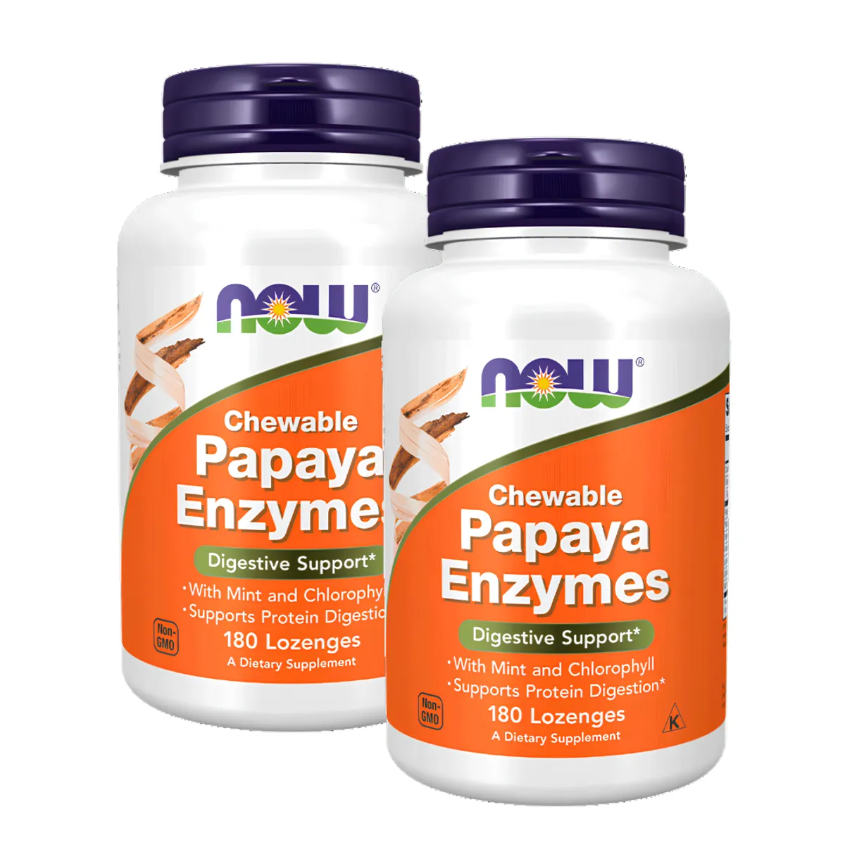 PACK X 02 - ENZIMAS DIGESTIVAS DE PAPAYA NOW - 180 TABLETAS - 1