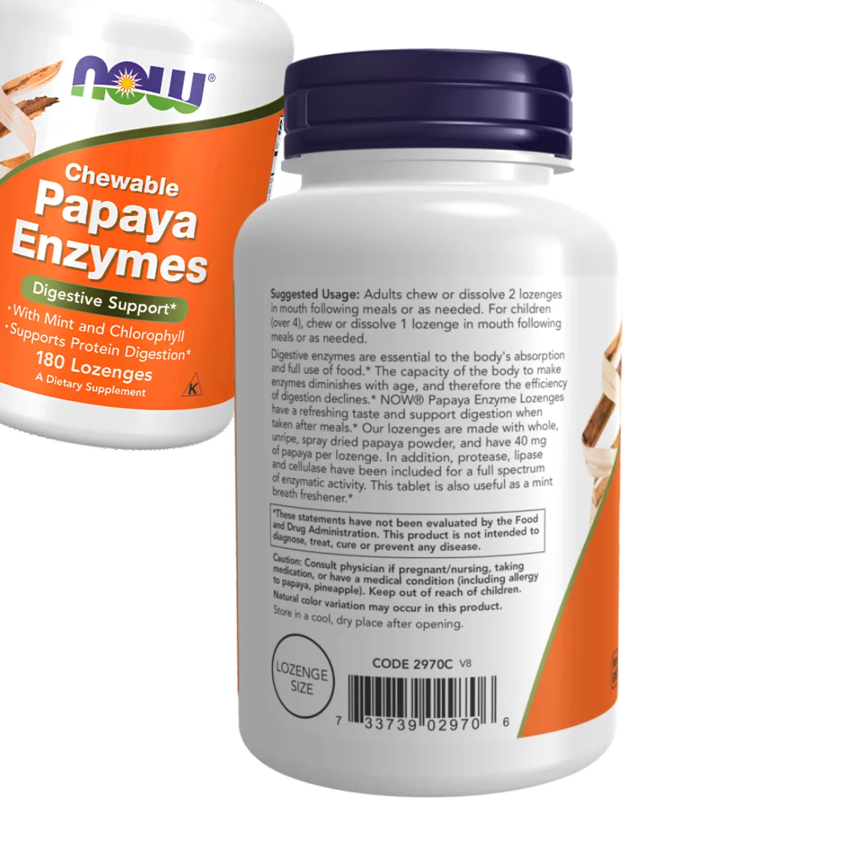 PACK X 03 - ENZIMAS DIGESTIVAS DE PAPAYA NOW - 180 TABLETAS - 3
