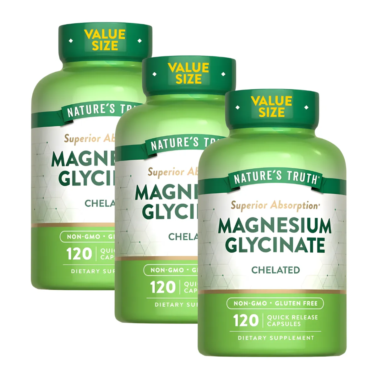 PACK X 03 - GLICINATO DE MAGNESIO NATURE'S TRUTH 200 MG - 120 CAPSULAS - 1