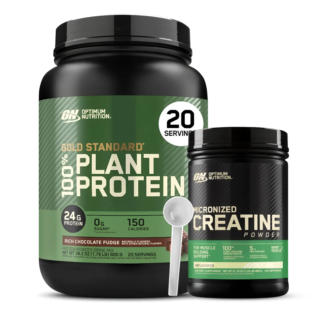 GOLD STANDARD 100% PLANT PROTEIN 20 SERV - RICH CHOCOLATE + CREATINA OPTIMUM NUTRITION 600 G + SCOOP - 1