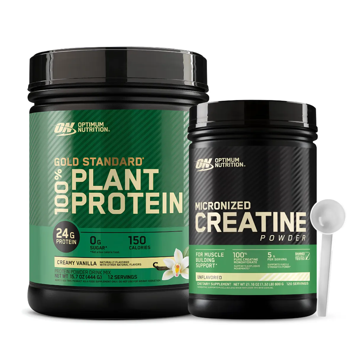 GOLD STANDARD 100% PLANT PROTEIN 12 SERV - VAINILLA + CREATINA OPTIMUM NUTRITION 600 G + SCOOP - 1