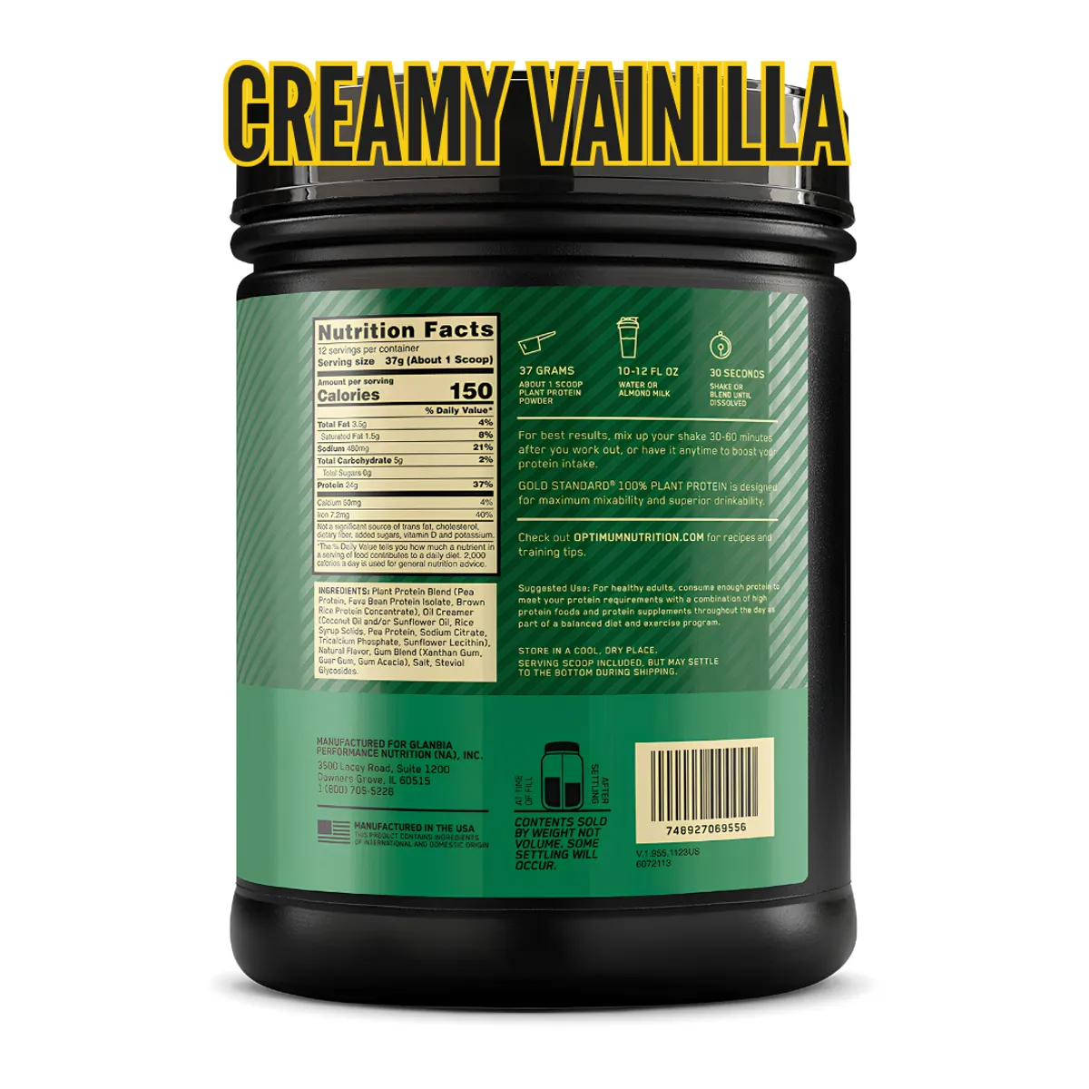 GOLD STANDARD 100% PLANT PROTEIN 12 SERV - VAINILLA + CREATINA OPTIMUM NUTRITION 600 G + SCOOP - 2