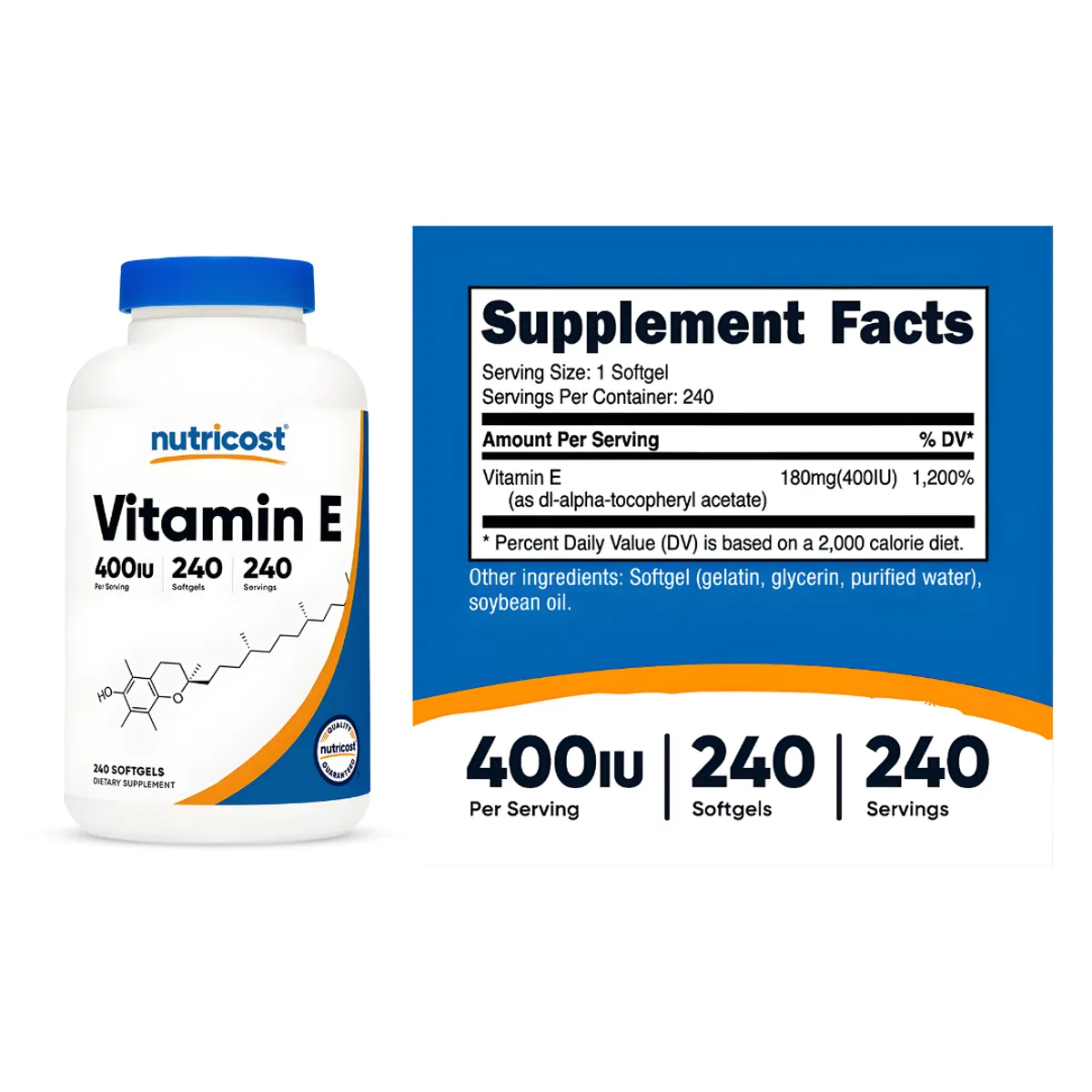 PACK X 02 - VITAMINA E NUTRICOST 400 IU - 240 CAPSULAS - 2