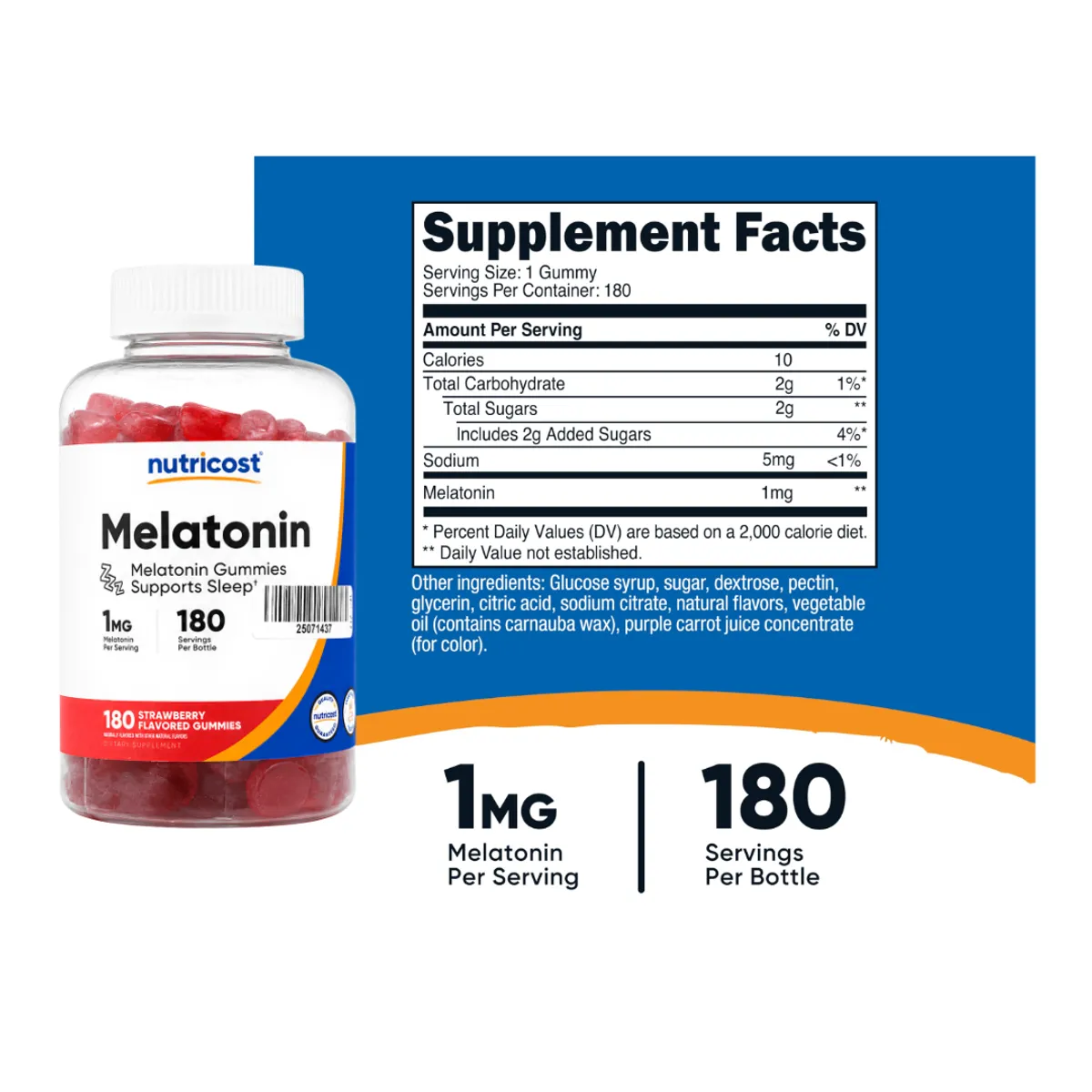 PACK X 02 - GOMITAS DE MELATONINA NUTRICOST 1 MG - 180 GOMITAS - 2