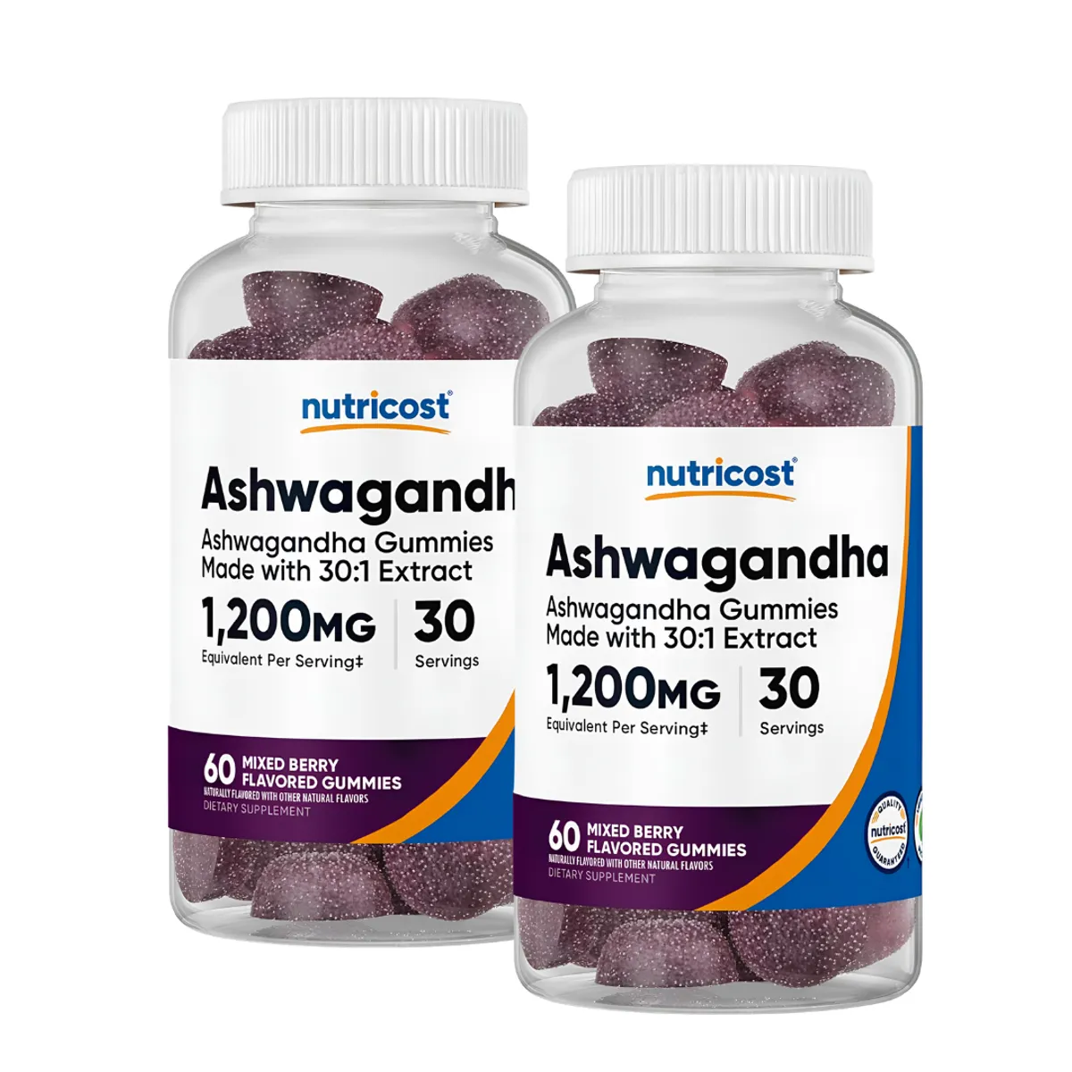 PACK X 02 - ASHWAGANDHA EN GOMITAS NUTRICOST 1200 MG - 60 GOMITAS - 1