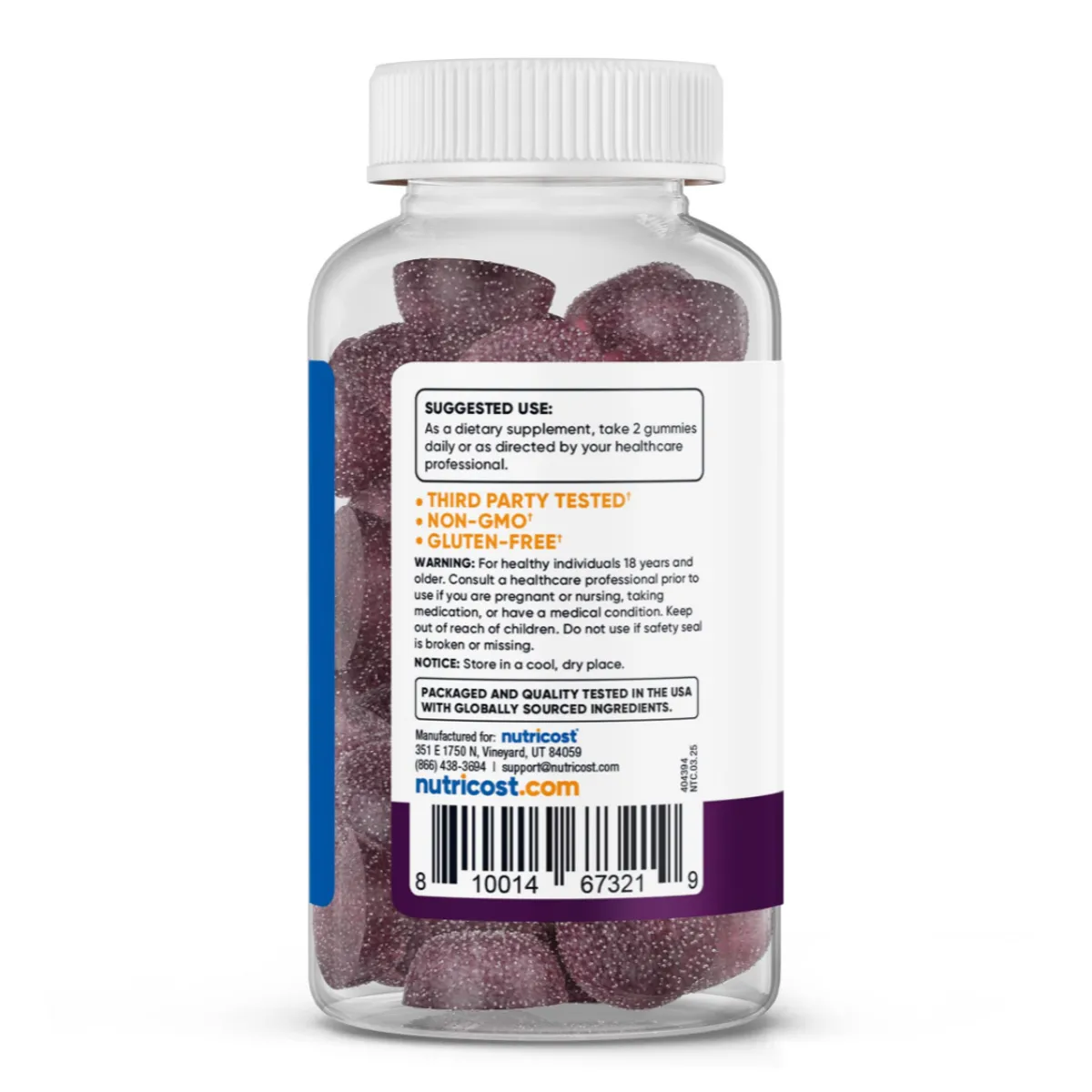 PACK X 02 - ASHWAGANDHA EN GOMITAS NUTRICOST 1200 MG - 60 GOMITAS - 3