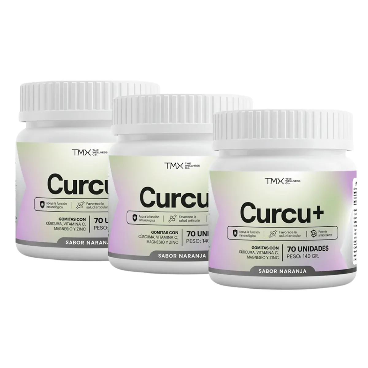 PACK X 03 - CURCU+ TMX WELLNESS GOMITAS CON CURCUMA - 70 GOMITAS - 1