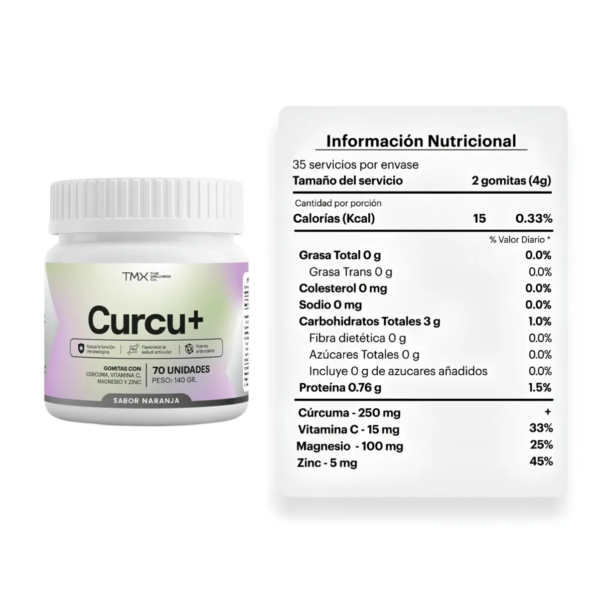 PACK X 02 - CURCU+ TMX WELLNESS GOMITAS CON CURCUMA - 70 GOMITAS - 2