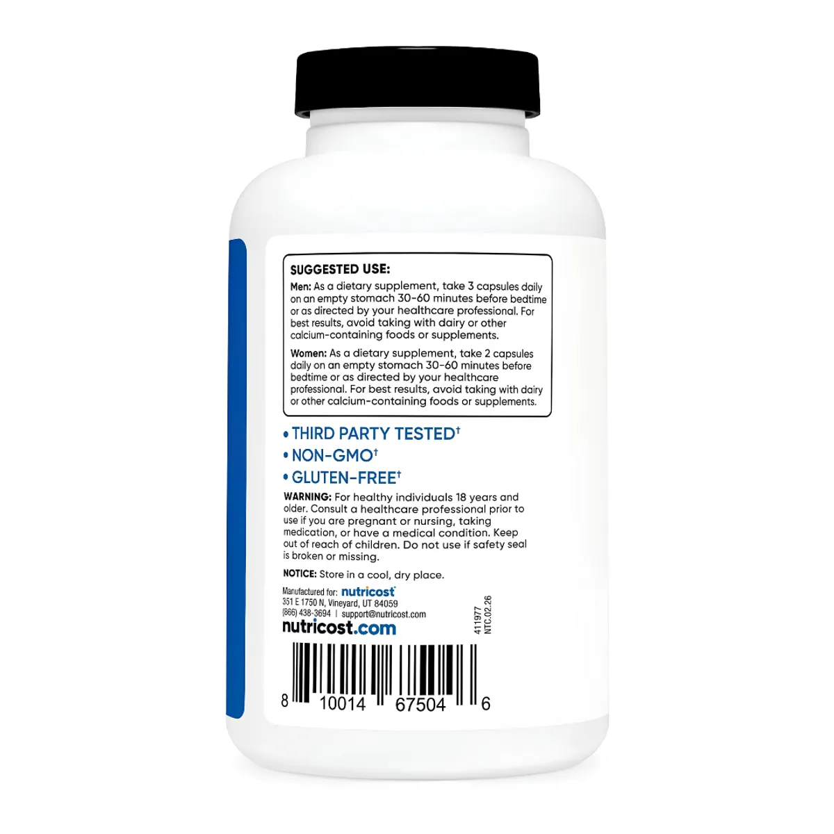 PACK X 03 - ZMA NUTRICOST 180 CAPSULAS - ANABOLIC MINERAL SUPPORT - 3