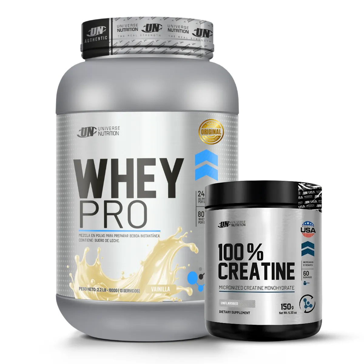PROTEINA WHEY PRO 1 KG - VAINILLA + CREATINA UNIVERSE NUTRITION 150 G - 1