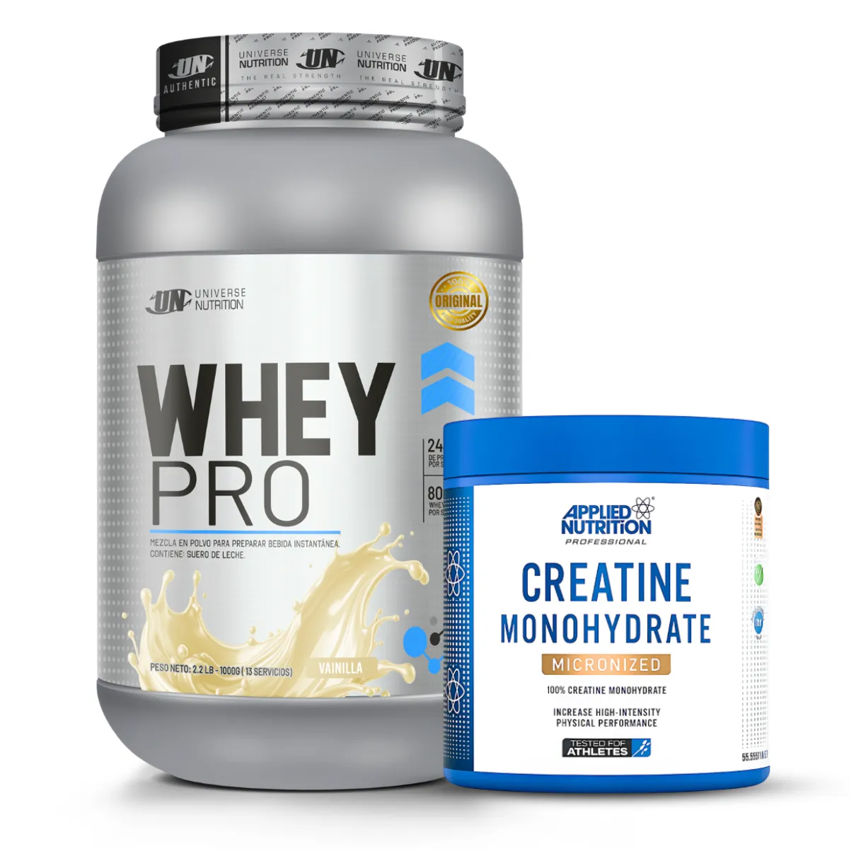 PROTEINA WHEY PRO 1 KG - VAINILLA + CREATINA APPLIED NUTRITION 250 G - 1