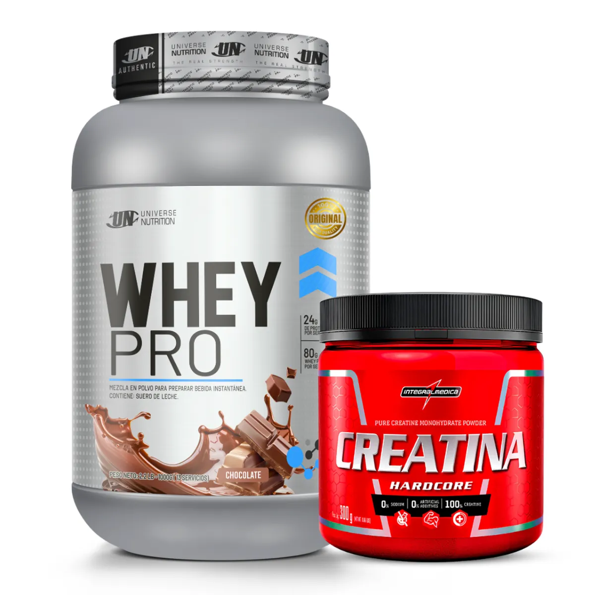 PROTEINA WHEY PRO 1 KG - CHOCOLATE + CREATINA INTEGRAL MEDICA 300 G - 1